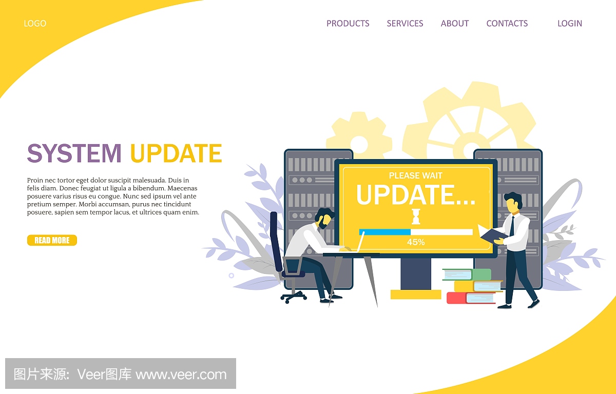 系統更新矢量網站登陸頁面設計模板